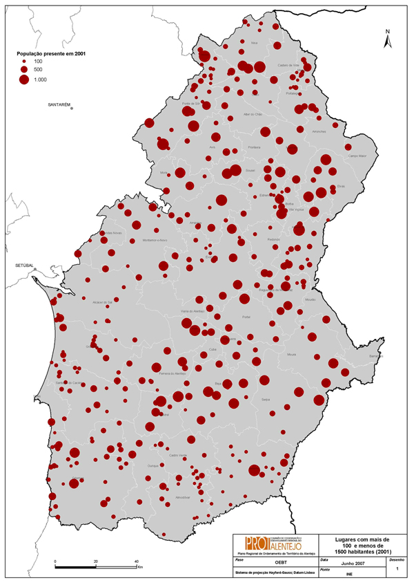 Lugares com mais de 500 habitantes