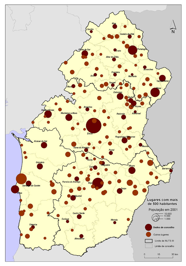 Lugares com mais de 100 habitantes