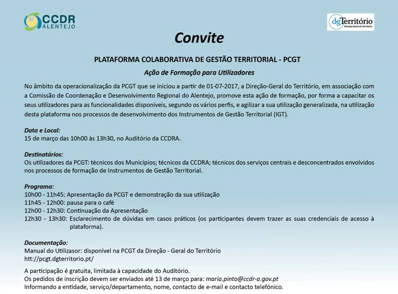 Convite - Plataforma Colaborativa de Gestão Territorial