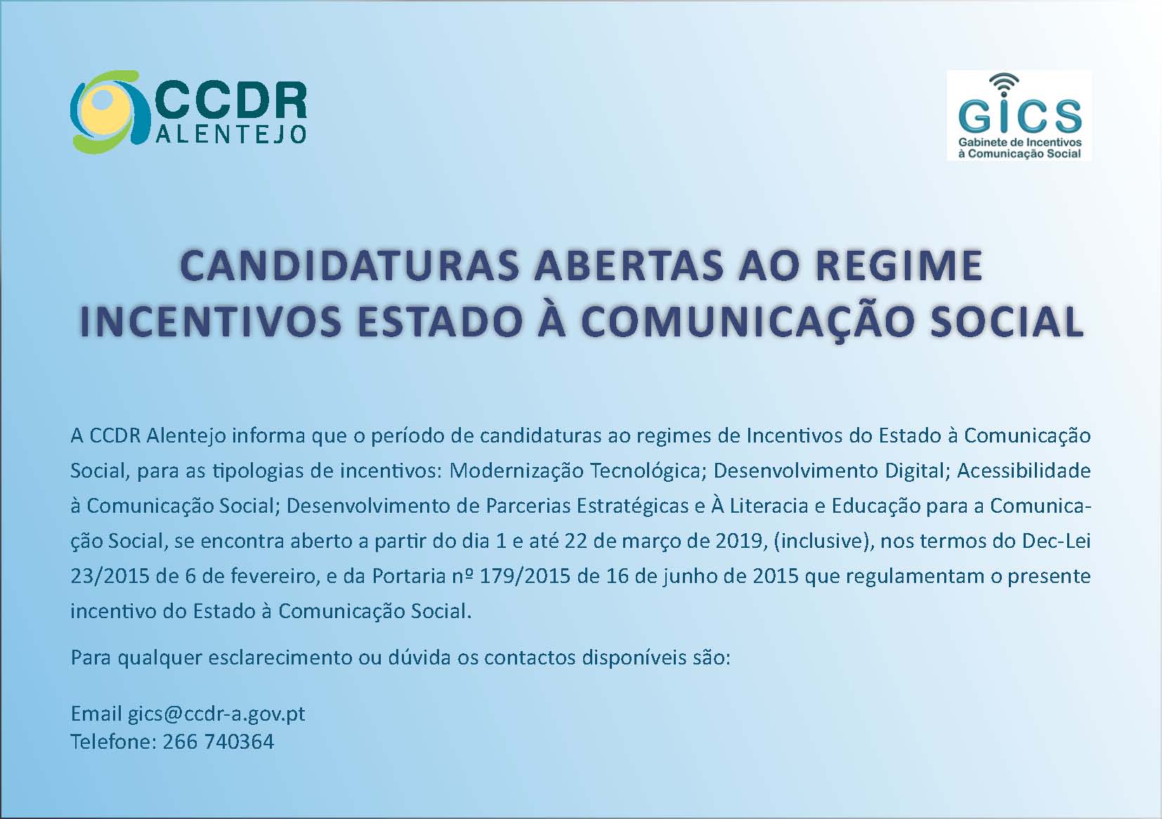 Candidaturas abertas ao Regime de Incentivos do Estado à Comunicação Social