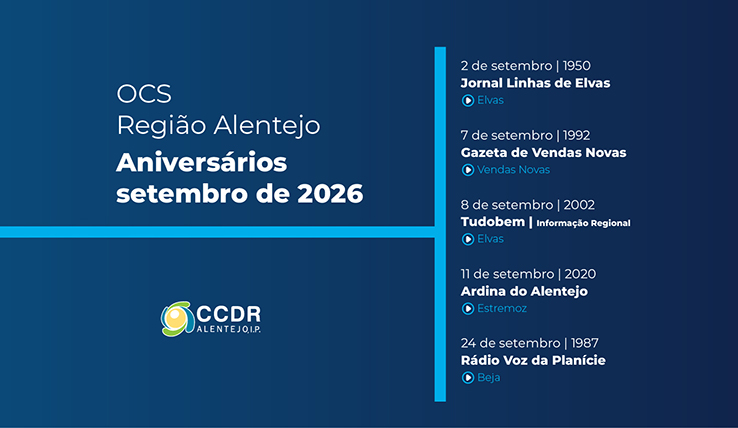 OCS Região Alentejo – Aniversários setembro 2026